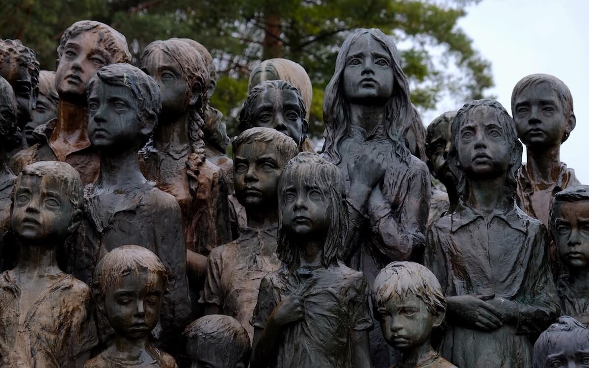 This statue of the Lidice children is one of the most powerful dark tourism memorials we've seen
